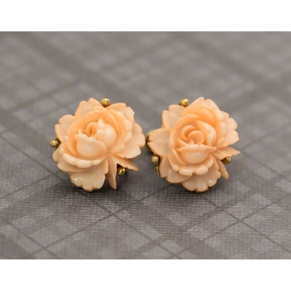 Pale Rose Vintage Screwback Earrings - G3 - Picture 1 of 2